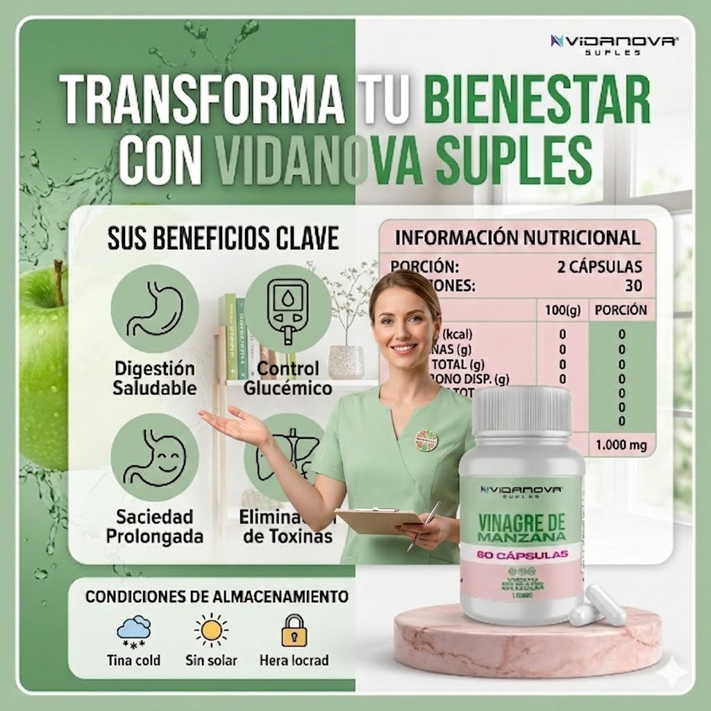 VINAGRE DE MANZANA 60CAP. BUENOS BENEFICIOS 5/5 ⭐️⭐️⭐️⭐️⭐️
