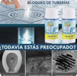 TRIPACK POLVO DESTAPA CAÑERÍAS, CAÑO, DESAGÜE, DRENAJES, WC, TUBERÍAS X3