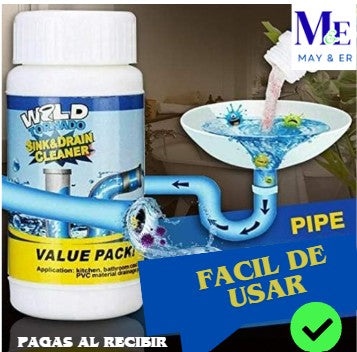 TRIPACK POLVO DESTAPA CAÑERÍAS, CAÑO, DESAGÜE, DRENAJES, WC, TUBERÍAS X3