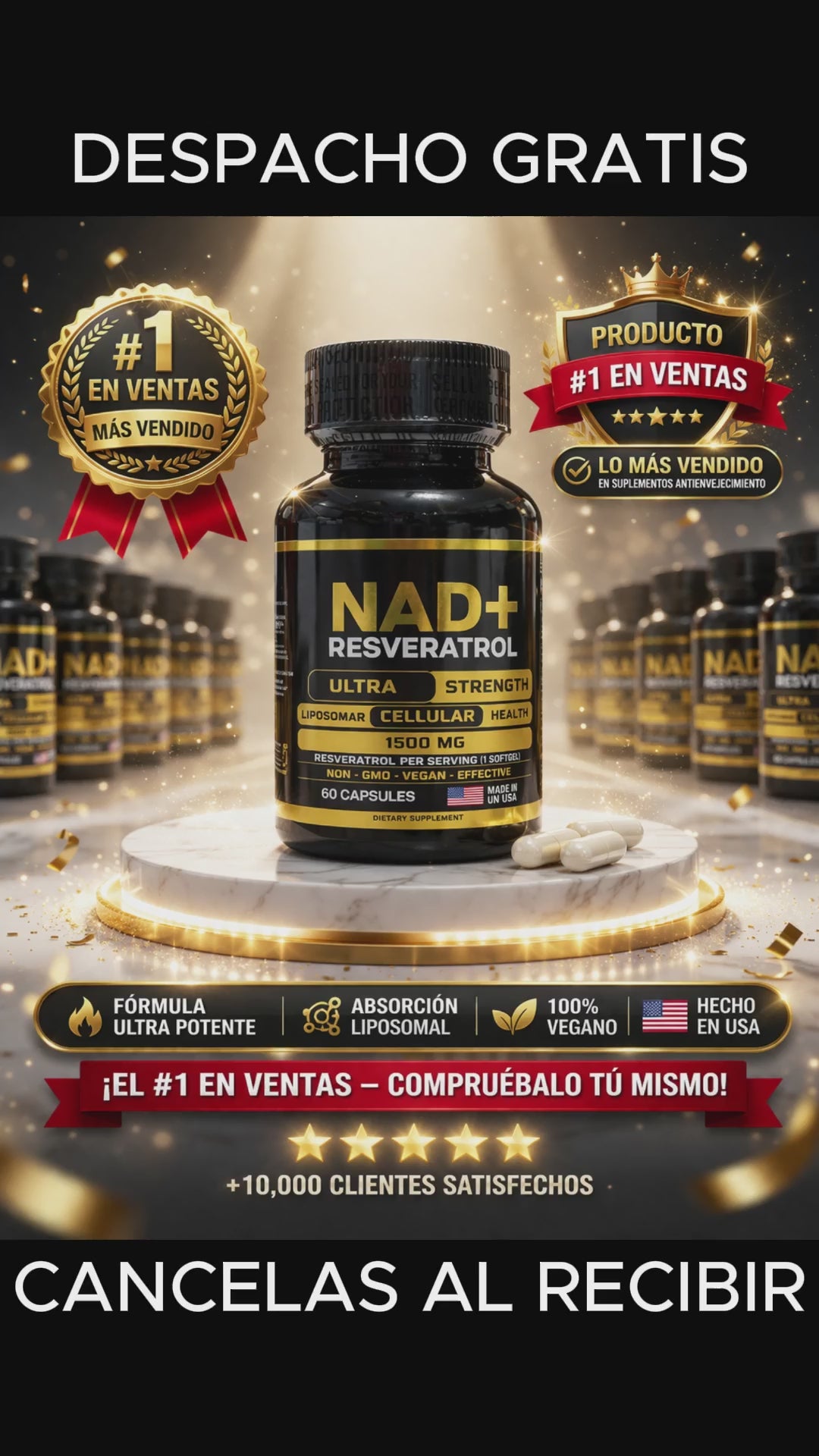 NAD + RESVERATROL 60 CAPSULAS,  antioxidante avanzada5/5 ⭐⭐⭐⭐⭐