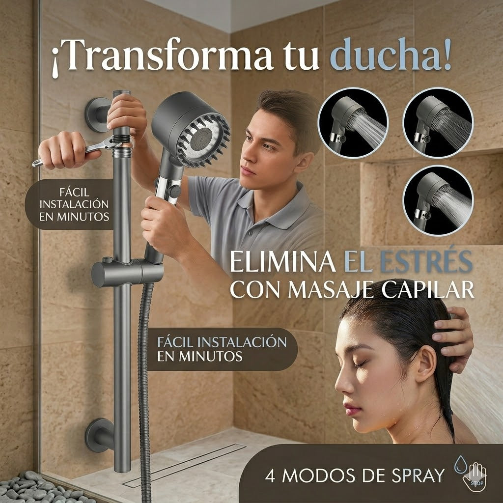 CABEZAL DUCHA MASAJEADOR CON FILTRO X2, DISEÑO EFECTIVO Y MUY COMODO. 5/5 ⭐️ ⭐️ ⭐️ ⭐️ ⭐️